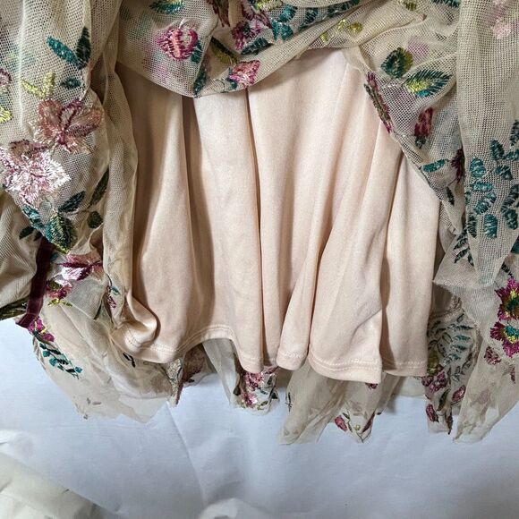 Kiyonna NWOT Women's Beige Floral Embroidered Mesh Elbow Sleeve Midi Dress Sz 2X - Picture 7 of 14